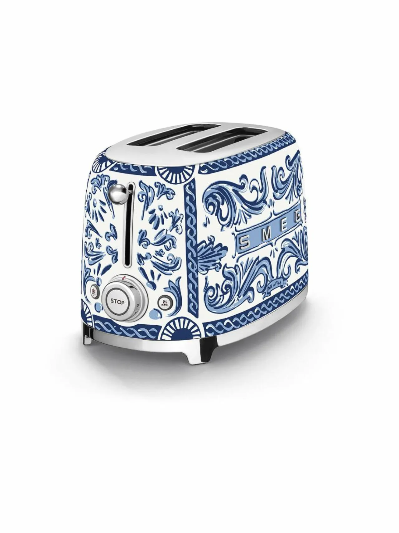 Leivänpaahtimet|Smeg x Dolce & Gabbana "Blu Mediterraneo" -leivänpaahdin, 2 viipaleelle WHITE & BLUE