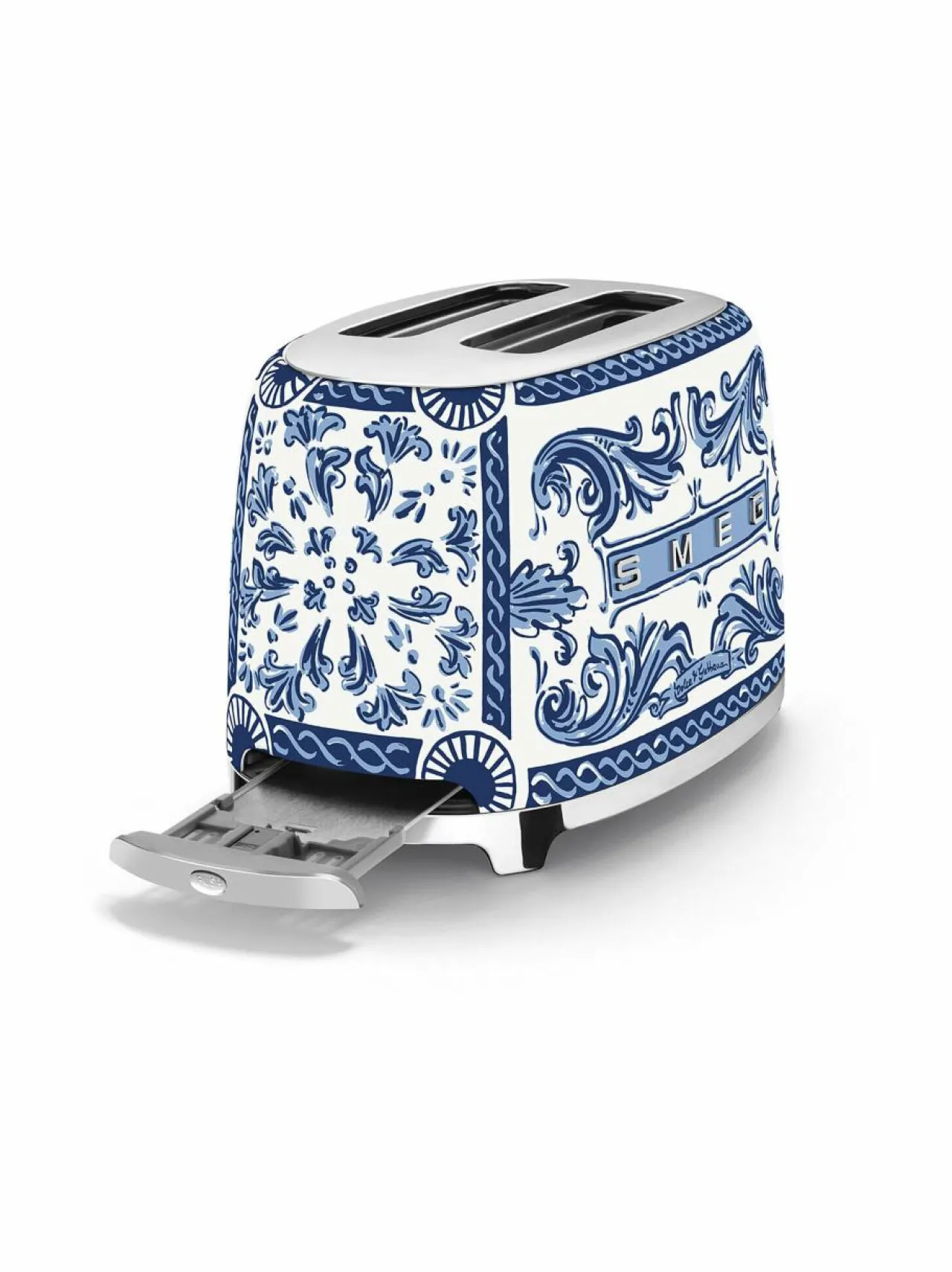 Leivänpaahtimet|Smeg x Dolce & Gabbana "Blu Mediterraneo" -leivänpaahdin, 2 viipaleelle WHITE & BLUE