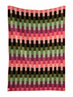 Huovat & Päiväpeitot|Røros Tweed Åsmund Bold -villahuopa 135 x 200 cm PINK GREEN