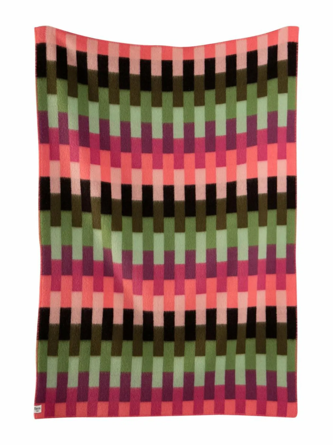 Huovat & Päiväpeitot|Røros Tweed Åsmund Bold -villahuopa 135 x 200 cm PINK GREEN