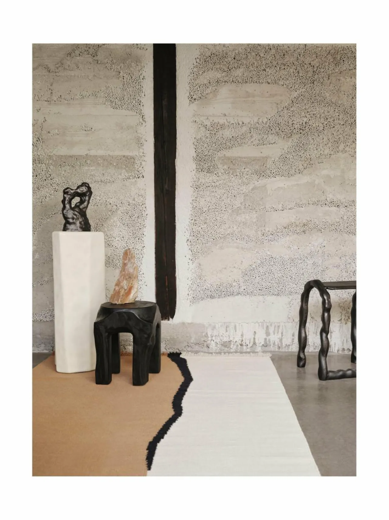 Matot|Ferm Living Soil Kelim -villamatto DARK SAND/OFF-WHITE