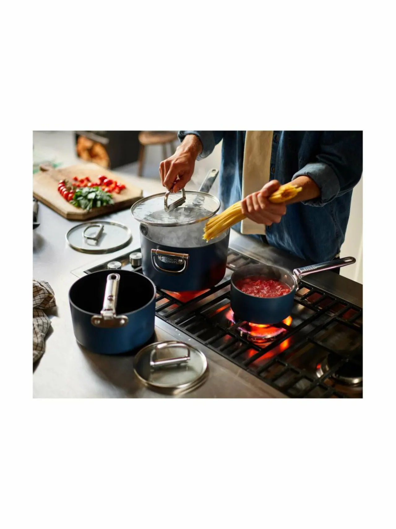 Keitto- & Paistoastiat|Joseph Joseph Space™ Non-stick Saucepan & Lid -kasari + kansi 6 l GREY