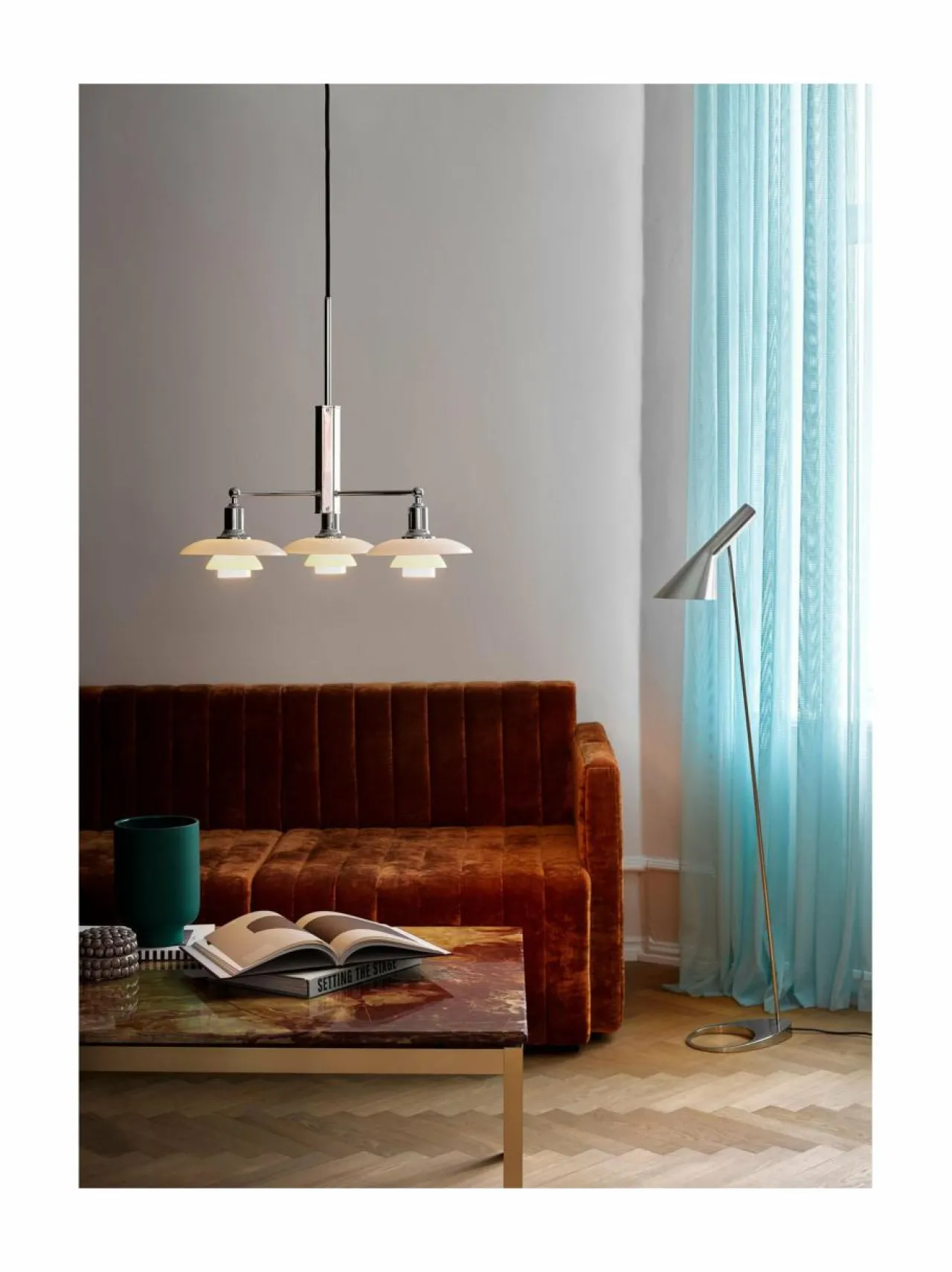 Kattovalaisimet|Louis Poulsen STEM FIT 3 BRANCH -kattovalaisin CHROME/WHITE OPAL GLASS