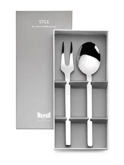 Aterimet & Tarjoiluvälineet|Mepra Stile by Pininfarina-tarjoiluhaarukka ja-lusikka lahjapakkauksessa