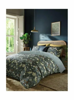 Liinavaatteet|William Morris At Home Strawberry Thief -satiinipussilakanasetti 14 INDIGO