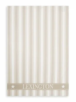 Keittiö- & Kattaustekstiilit|Lexington Striped Cotton -keittiöpyyhe 50 x 70 cm BEIGE/WHITE