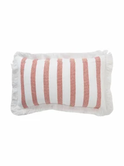 Sisustustyynyt|Lexington Striped Fringe -sisustustyyny 30 x 50 cm WHITE/CORAL