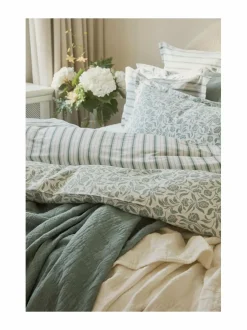 Liinavaatteet|Lexington Striped Poplin -pussilakanasetti WHITE/EUCALYPTUS