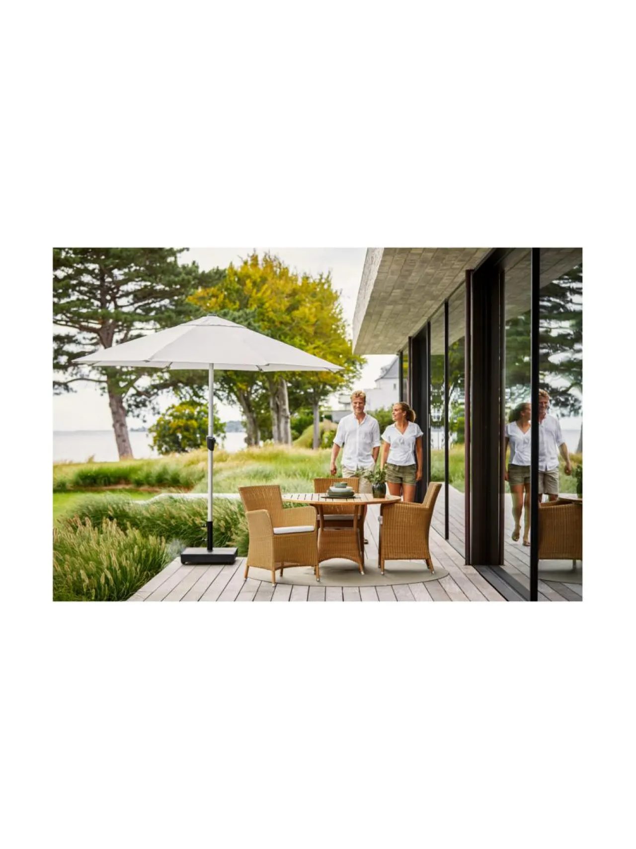 Puutarhakalusteet & Pehmusteet|Cane-Line Sunshade- kallistettava aurinkovarjo PUUNVÄRI, TAUPE