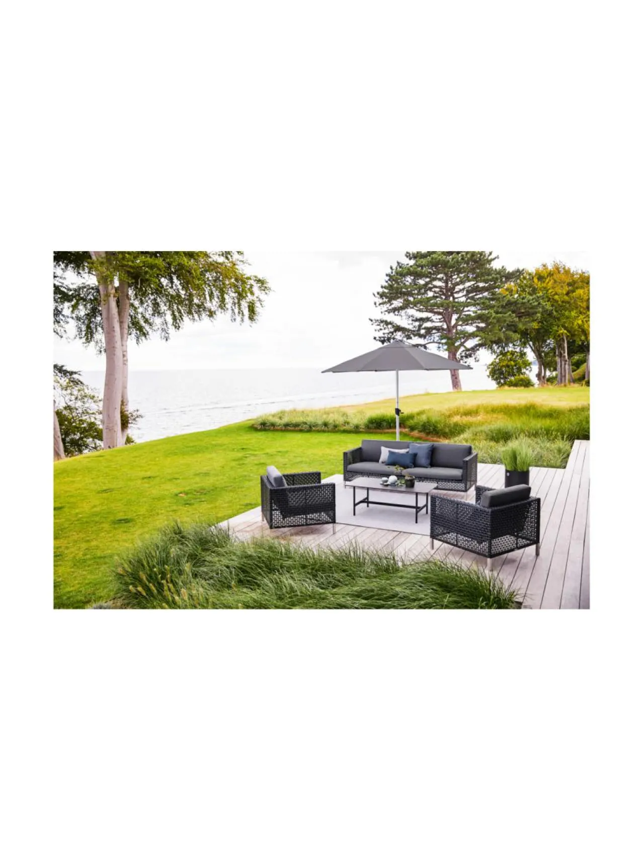 Puutarhakalusteet & Pehmusteet|Cane-Line Sunshade- kallistettava aurinkovarjo PUUNVÄRI, TAUPE