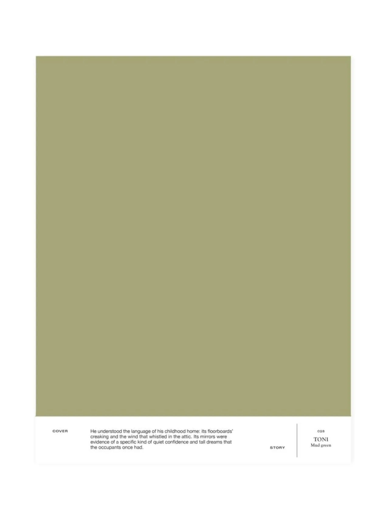 Maalit|Cover Story Sävymalli 028 TONI - mud green