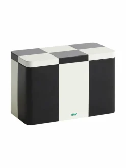 Koriste-Esineet|HAY Tin Container Medium -säilykerasia BLACK AND OFF-WHITE