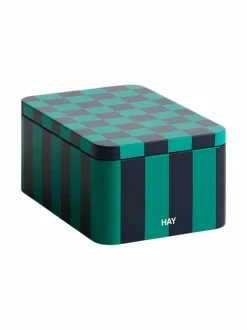 Koriste-Esineet|HAY Tin Container Small -säilytyslaatikko GREEN AND DARK BLUE