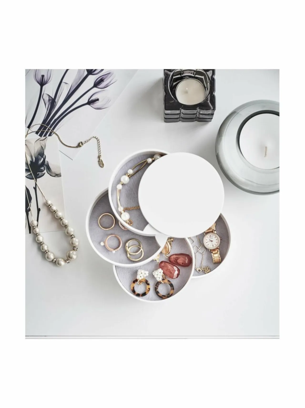 Säilytys|Yamazaki Tower Accessory Tray -korulipas WHITE