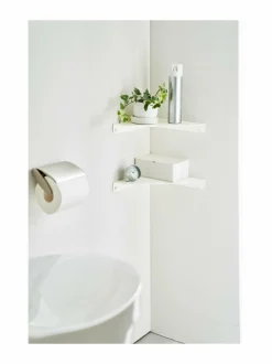 Säilytys|Yamazaki Tower- metallinen kulmahylly 22 x 22 x 3,3 cm WHITE