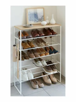 Säilytys|Yamazaki Tower-kenkähylly saarniviilukannella 87 x 66 x 25 cm WHITE