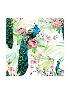 Keittiö- & Kattaustekstiilit|Paper+Design Tropic Peacock -servetit, 20 kpl WHITE-GREEN