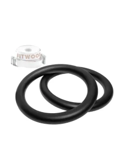 Kuntoilutarvikkeet|FitWood ULPU voimistelurenkaat MUSTA VALKOINEN HIHNA