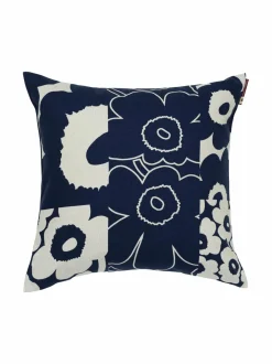 Sisustustyynyt|Marimekko Unikko Kollaasi -tyynynpäällinen 50 x 50 cm 850 LINEN, D.BLUE