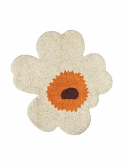 Kylpyhuonetekstiilit|Marimekko Unikko-kylpyhuonematto 120 CREAM,WARM ORANGE