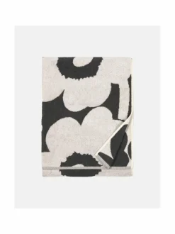Kylpyhuonetekstiilit|Marimekko Unikko-pyyhe 190 CHARCOAL, OFF WHITE