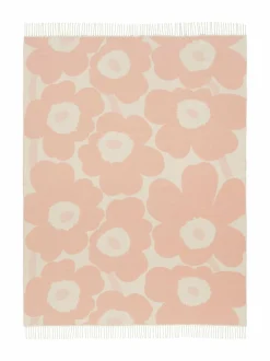 Huovat & Päiväpeitot|Marimekko Unikko-villa-puuvillahuopa 130 x 180 cm 122 PINK