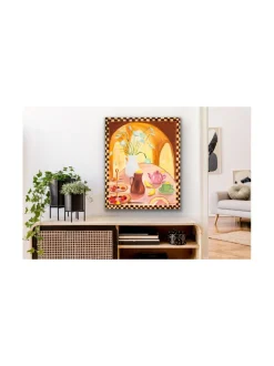 Taulut & Julisteet|Pia Rydman Art Vaaleanpunainen teehetki, 73x60 cm, akryylimaalaus, Pia Rydman