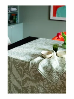 Keittiö- & Kattaustekstiilit|Lapuan Kankurit Villiyrtit-pellavapyyhe, 48 x 70 cm 4 WHITE-OLIVE